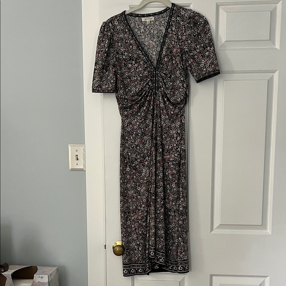 Max Studio Floral Print Midi Dress - Black and Red